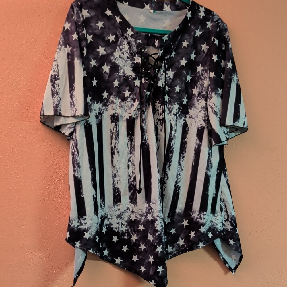 Starry Night Lace-Up Blouse